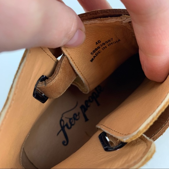 Free People Sz 40 (10) Bungalow Clog Ankle Boot Tan Suede Leather 70s Wood Heel - Picture 10 of 13